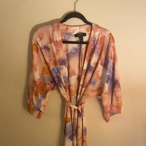 Belted watercolor kimono